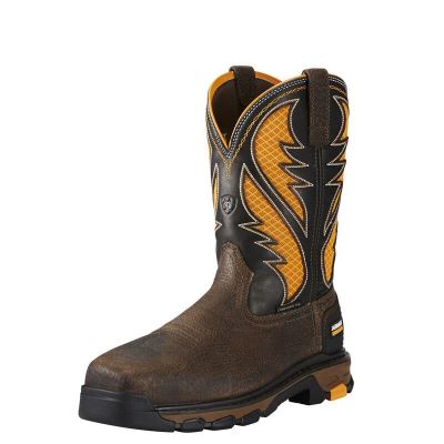 Ariat Intrepid VentTEK Kahverengi / Sarı Iş Ayakkabıları Erkek (40582-056)